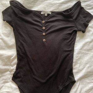 Black off the shoulder body suit